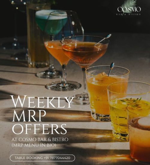 Drinks on MRP weekly offers at Cosmo Bar & Bistro, Udaipur
